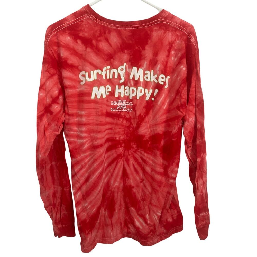 Vintage Natural Art Surf Shop Red Tie Dye Tee – Surfing Makes Me Happy Medium